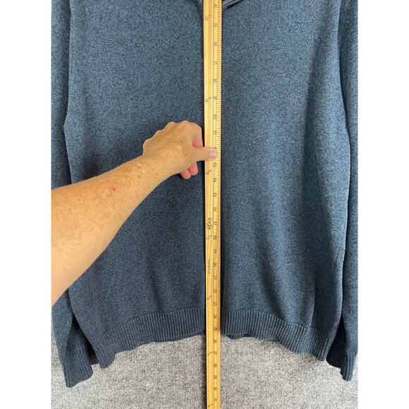 Perry Ellis Sweater Men's Large Blue Gray Pullover Quarter Zip - Picture 5 of 6